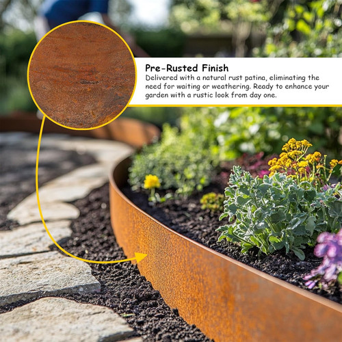Corten steel metal lawn edging - corten,